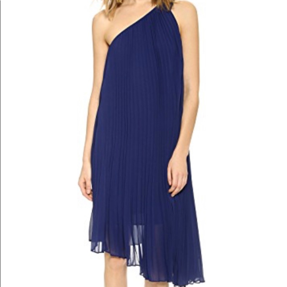 Club Monaco Cassia One Shoulder Pleated Dress
